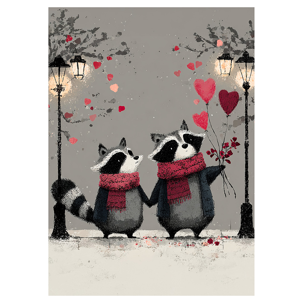 Image Carte de Saint-Valentin - Compagnons romantiques nocturnes